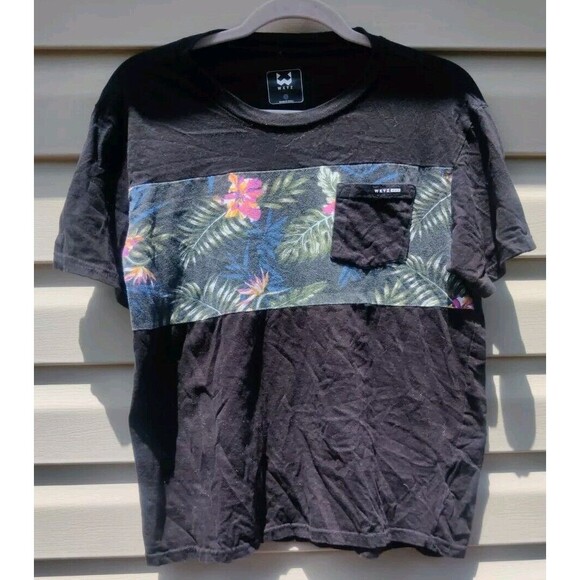WXYZ Mf Co TShirt Floral Hawaiian Tropical Black Mens Size S Small Short Slv Top - Picture 2 of 12